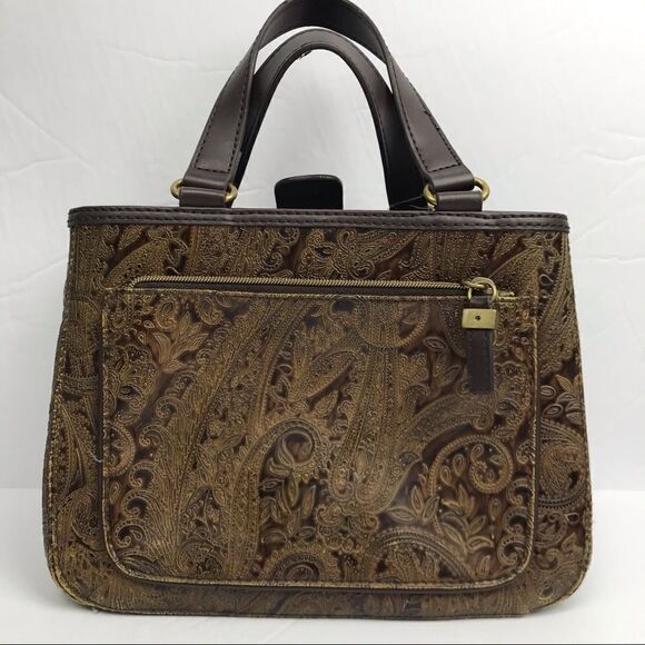 Vintage tooled paisley leather embossed Handbag - Picture 9 of 15